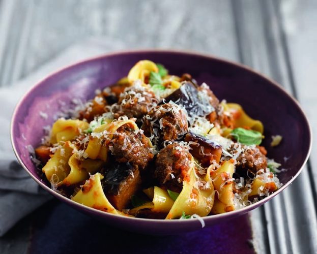 image of pasta with aubergine ragu