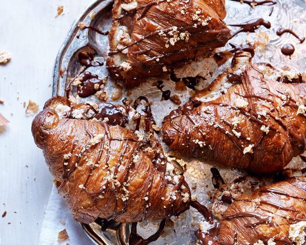 chocolate marzipan croissants