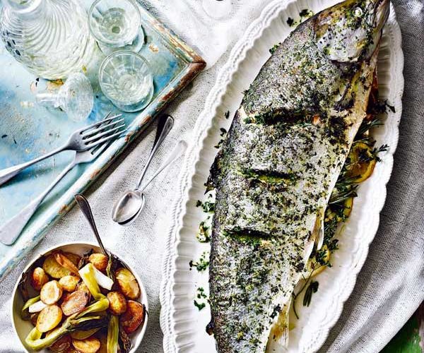 Whole roast salmon