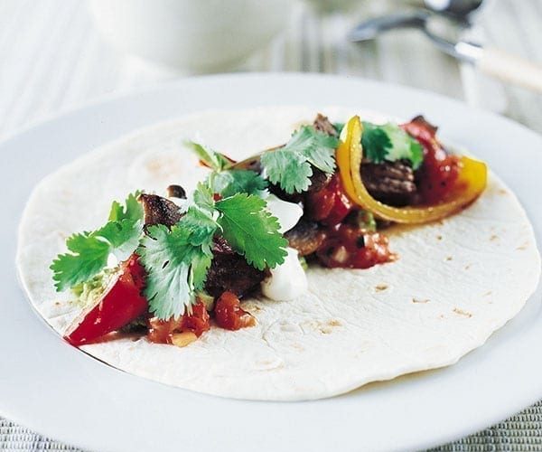 Steak fajitas on a plate