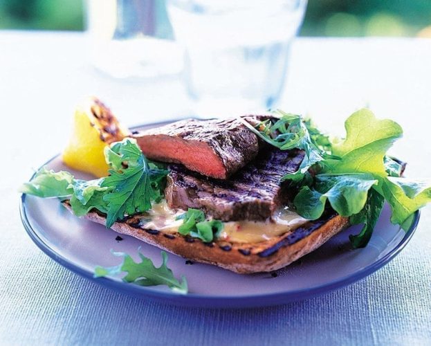 Steak bruschetta with dijon mayonnaise