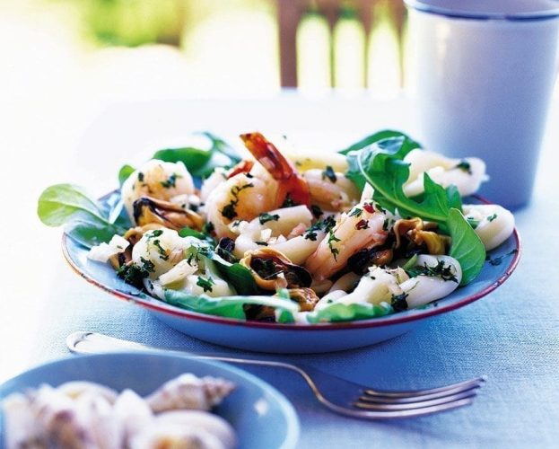 Seafood salad with lime and chilli salsa