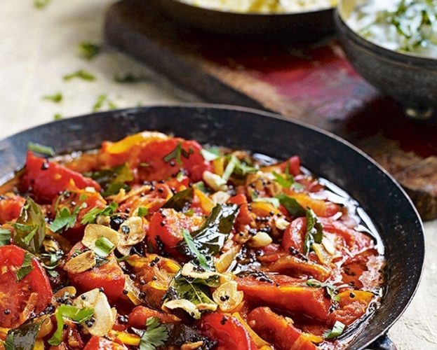 Tomato curry with black mustard seeds