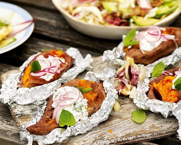 Barbecue sweet potatoes