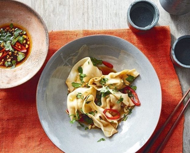 poached wontons