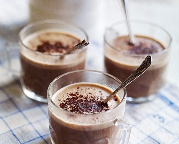 Hot chocolate in a glass