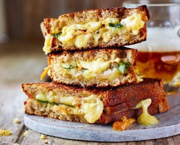 Cheddar, pickled mushroom and wild garlic toastie