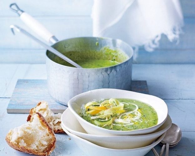 Courgette and parmesan cheese soup for a starter