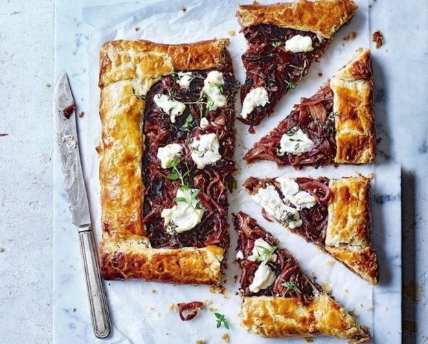 Caramelised onion and goat's cheese galette