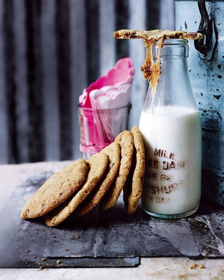 toffee-stuffed chocolate chip cookies
