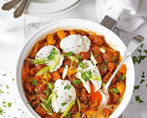 chorizo and onion hash