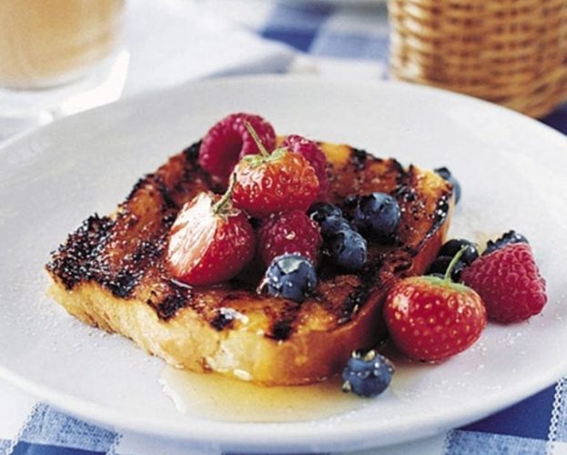 Pan-charred brioche with fruit