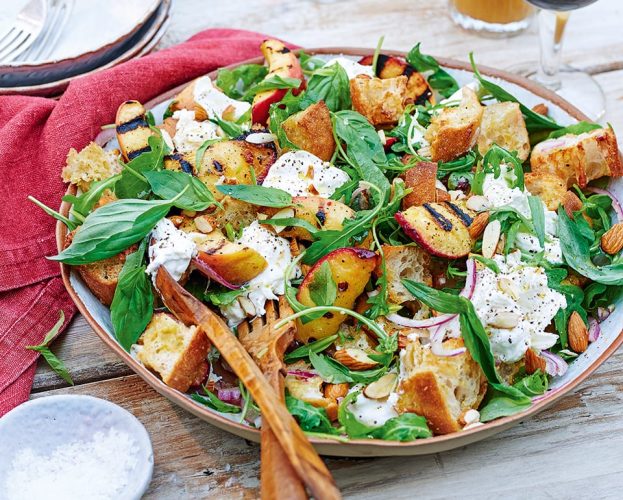 peach burrata panzanella