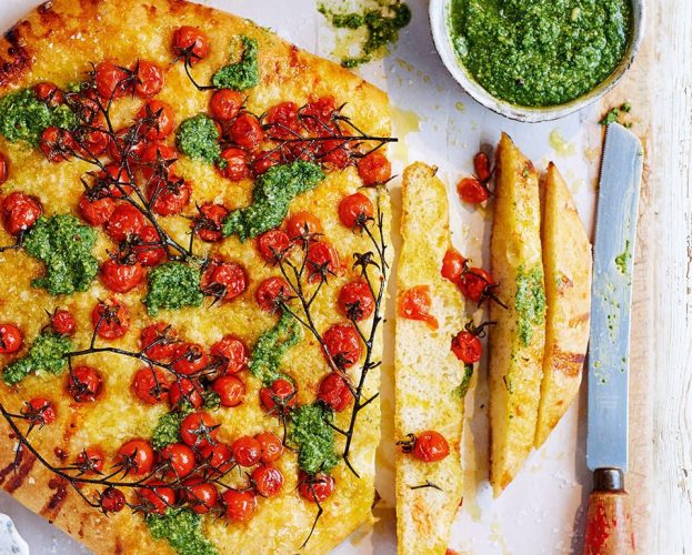 pesto tomato focaccia