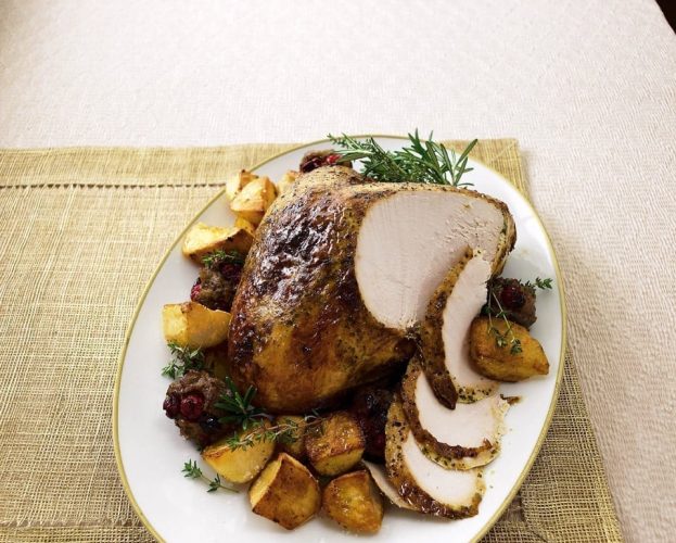 Turkey crown on a white plate