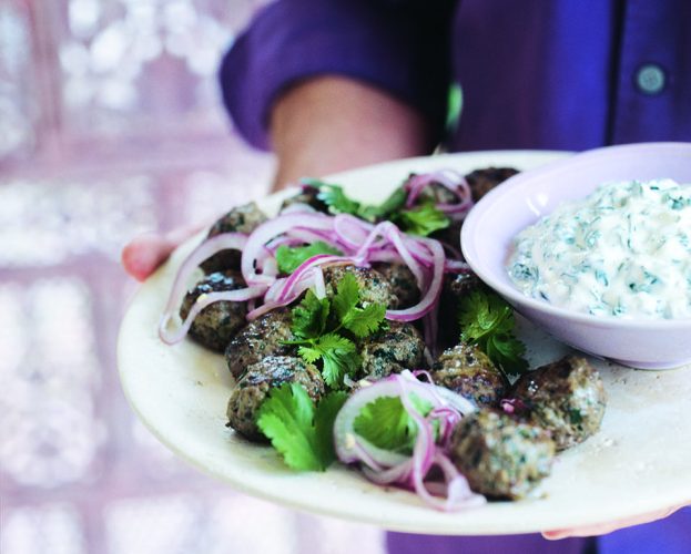 beef koftas with onion salad