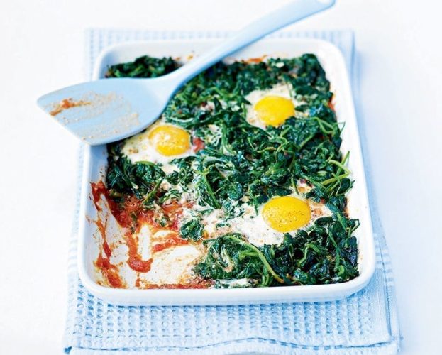 baked spinach eggs
