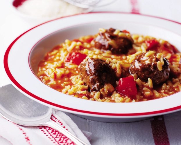 meatballs with tomato risotto