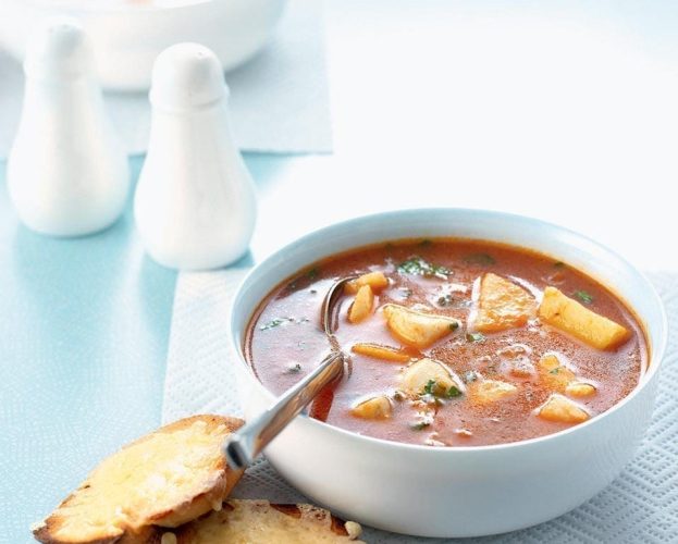 bouillabaisse with Gruyère croùtes