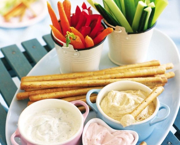 Dips and sticks for a party