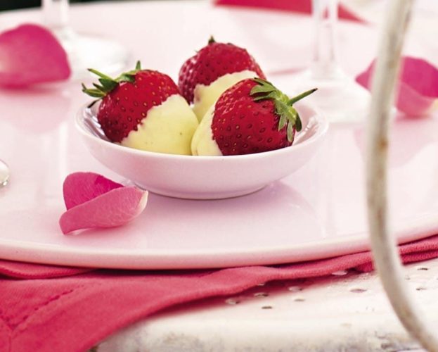 Strawberries dipped in white chocolate