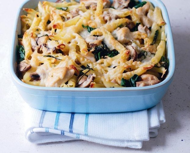 chicken and mushroom pasta bake