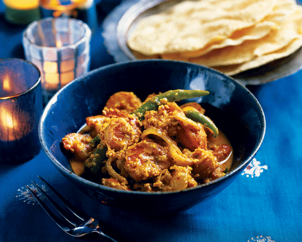 Goan prawn curry in a bowl
