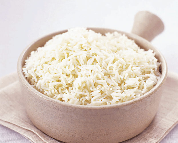 Basmati rice in a stone pot