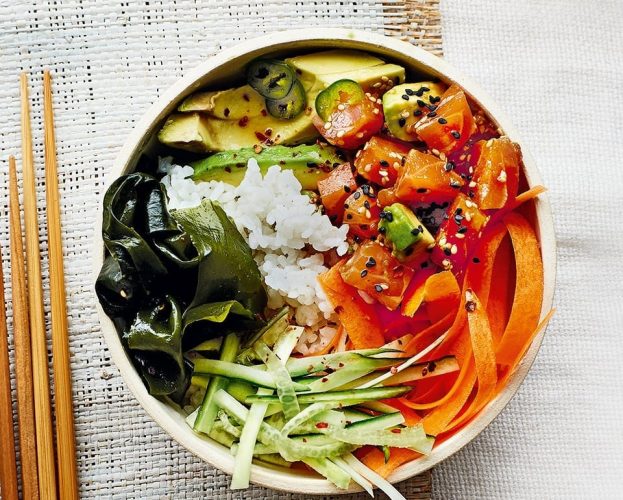 Image of salmon poke bowl
