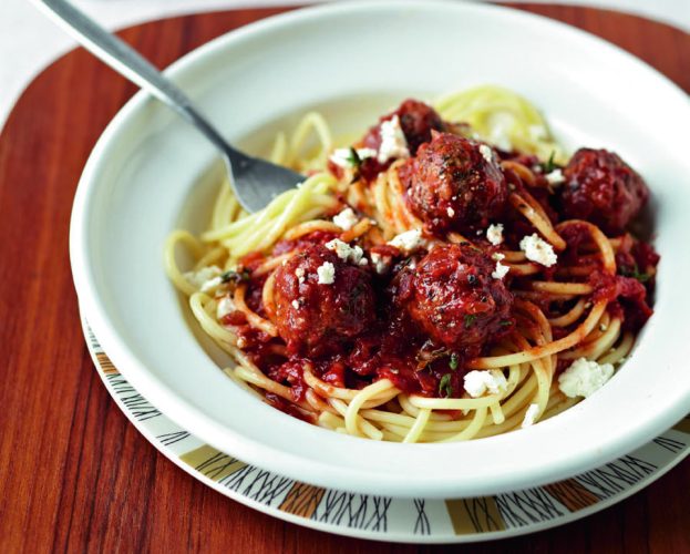 Lamb meatballs with spaghetti