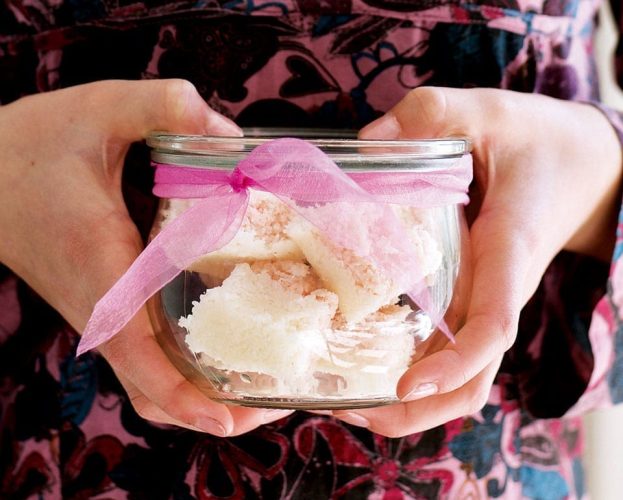 Coconut ice in a jar