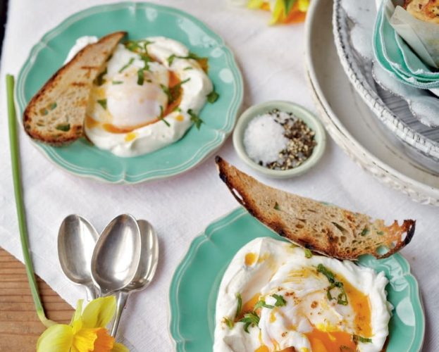 Turkish-style poached eggs with yogurt and chilli butter