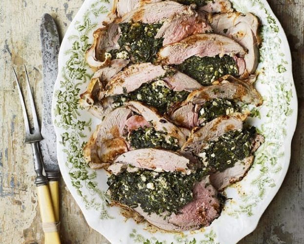 Roast leg of lamb with wild garlic
