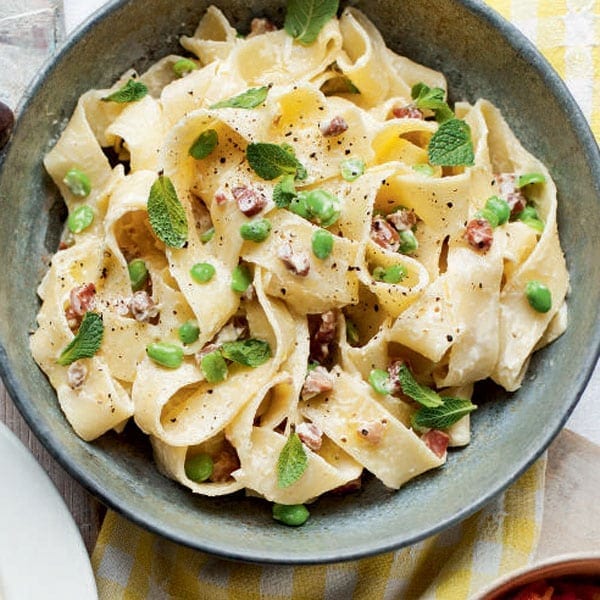 Pappardelle pasta with broad beans