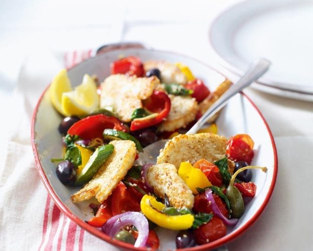 sesame-crusted halloumi