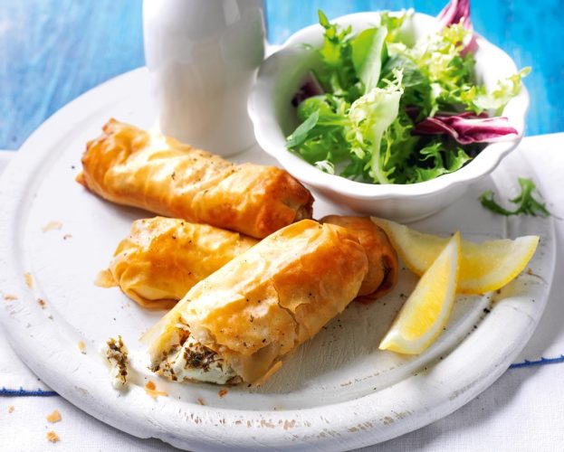 Baked feta filo pastries