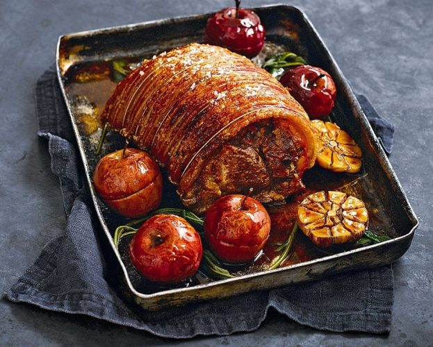 Shoulder of pork with cider and apples