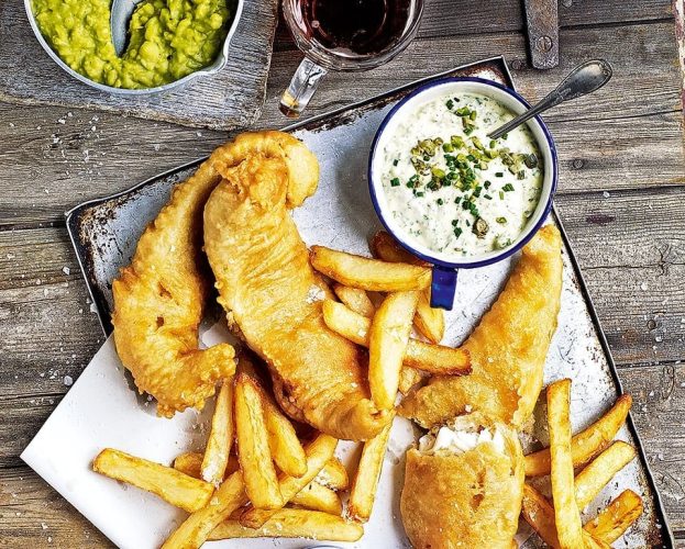 beer-battered fish and chips