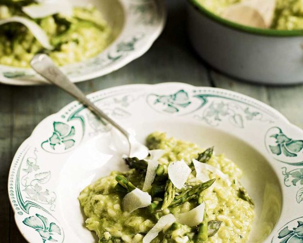 asparagus pecorino lemon and mint risotto