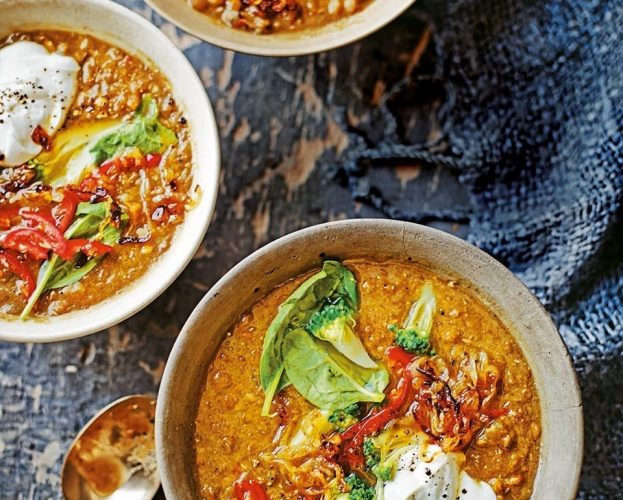 Spiced vegetable soup with lentils