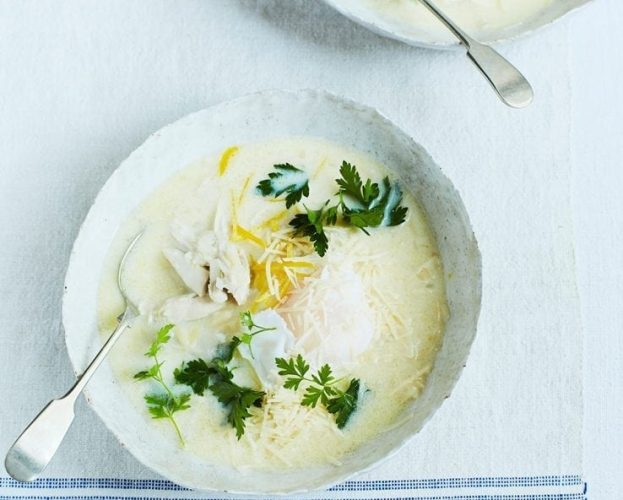 Chicken and egg with orzo