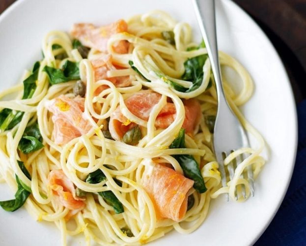 quicky creamy salmon linguine