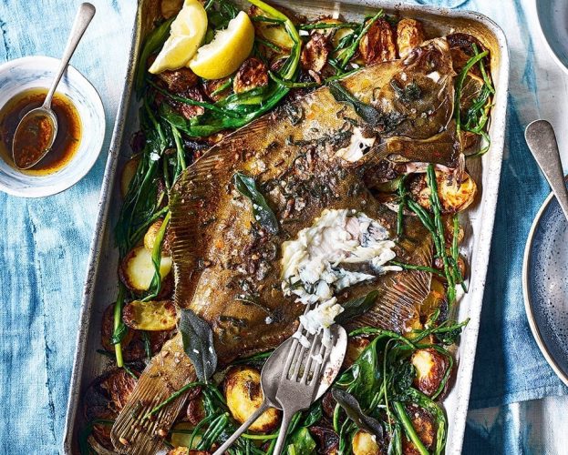 Image of whole roast plaice