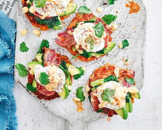 eggs benedict with sweetcorn fritters