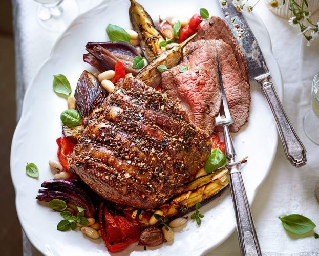 roast beef with aubergine