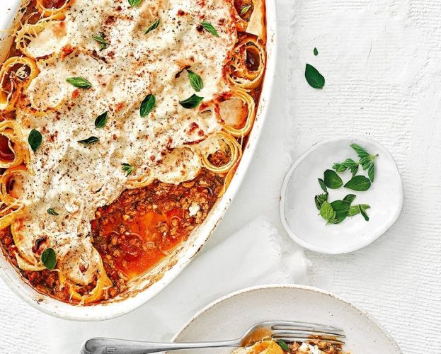 Greek rotolo pasta bake