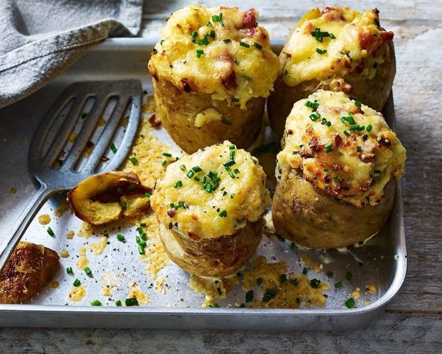 cheese-stuffed jacket potatoes