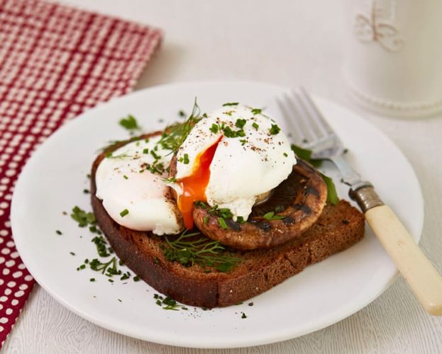 Herby mushroom and eggs on toast
