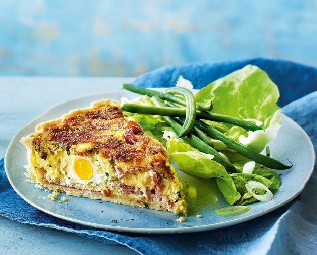 Quiche Lorraine with cheese and eggs