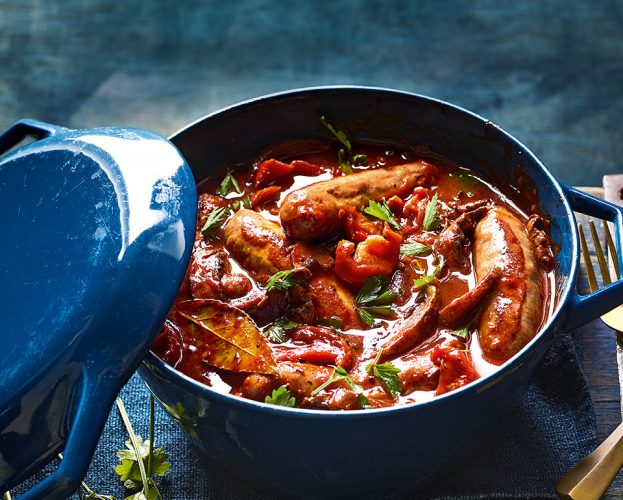 Sausage and porcini mushroom casserole
